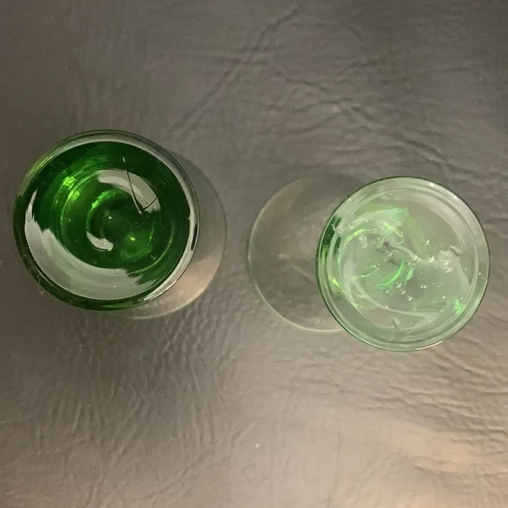 Carnival Green Hand Blown 2 Ounces Each Shot Glasses Bar Accessories Cruising